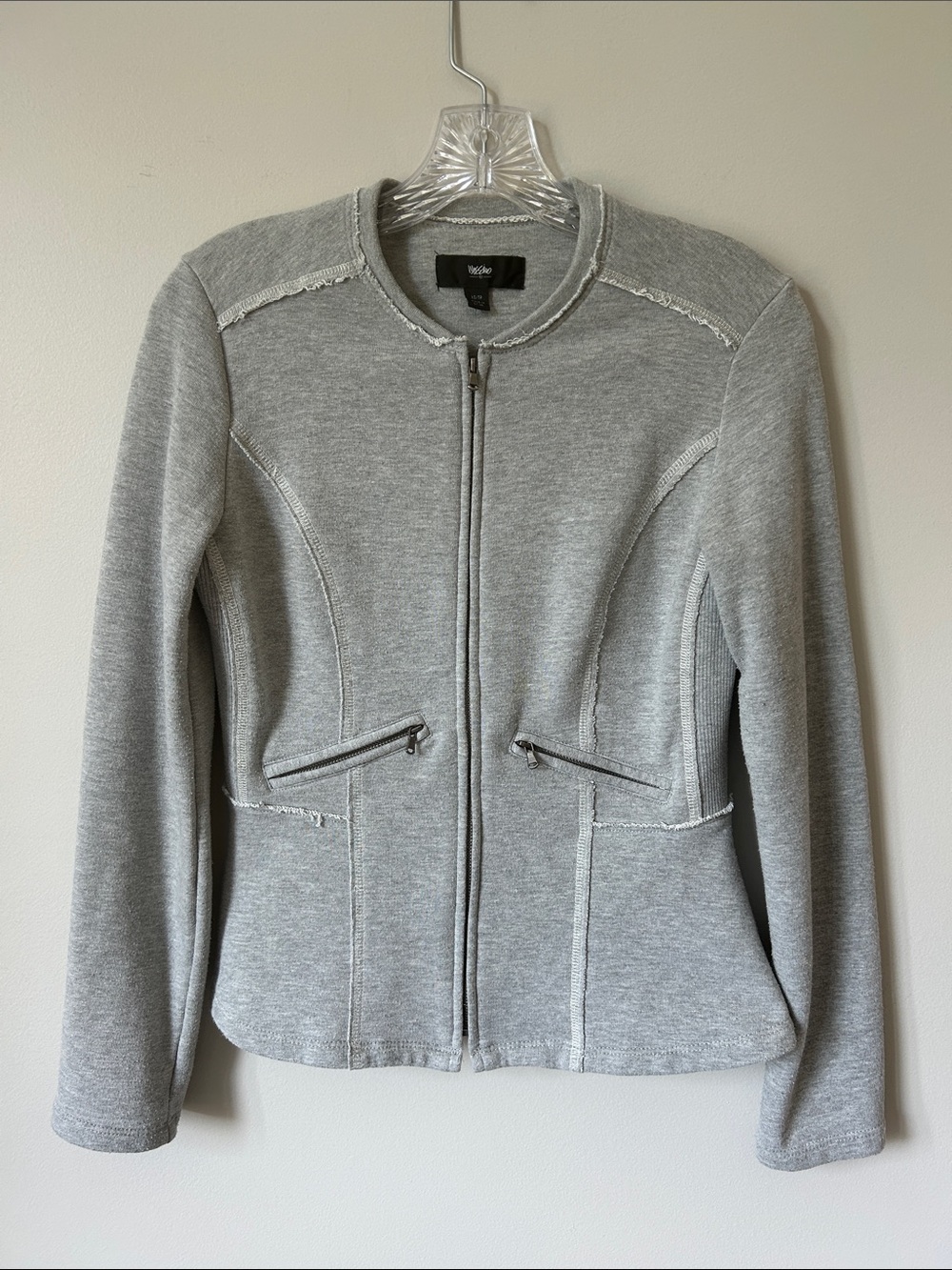 Mossimo Light Gray Zip-Up Knit Jacket